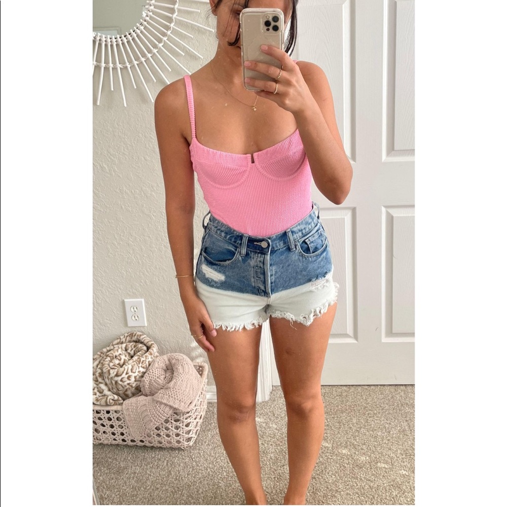 Ombré denim shorts